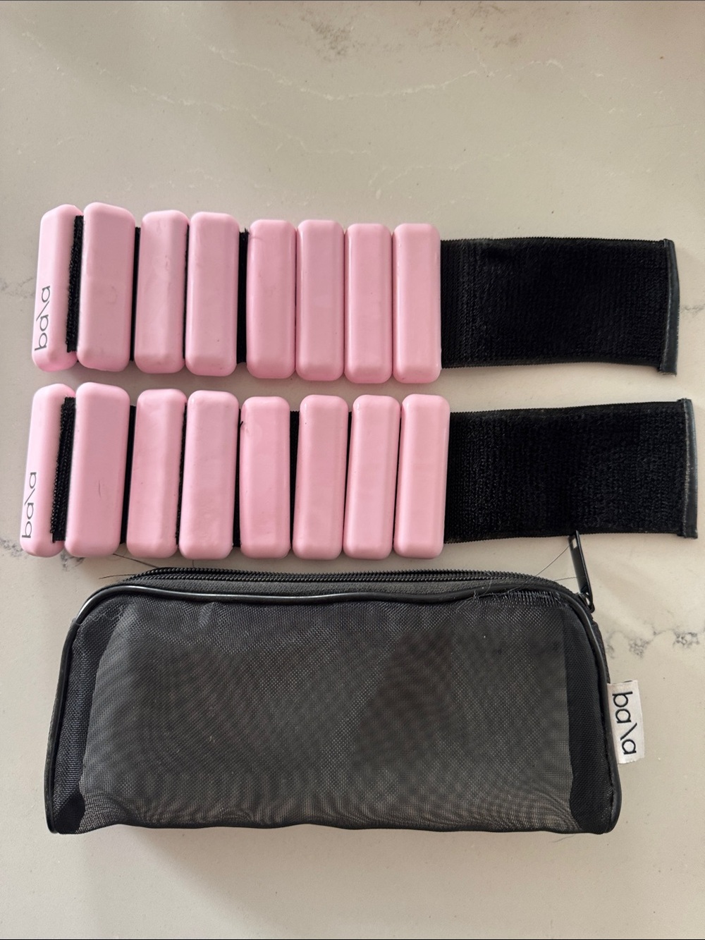 Bala Pink Adjustable Ankle/Wrist Weights with Black Straps 2lb